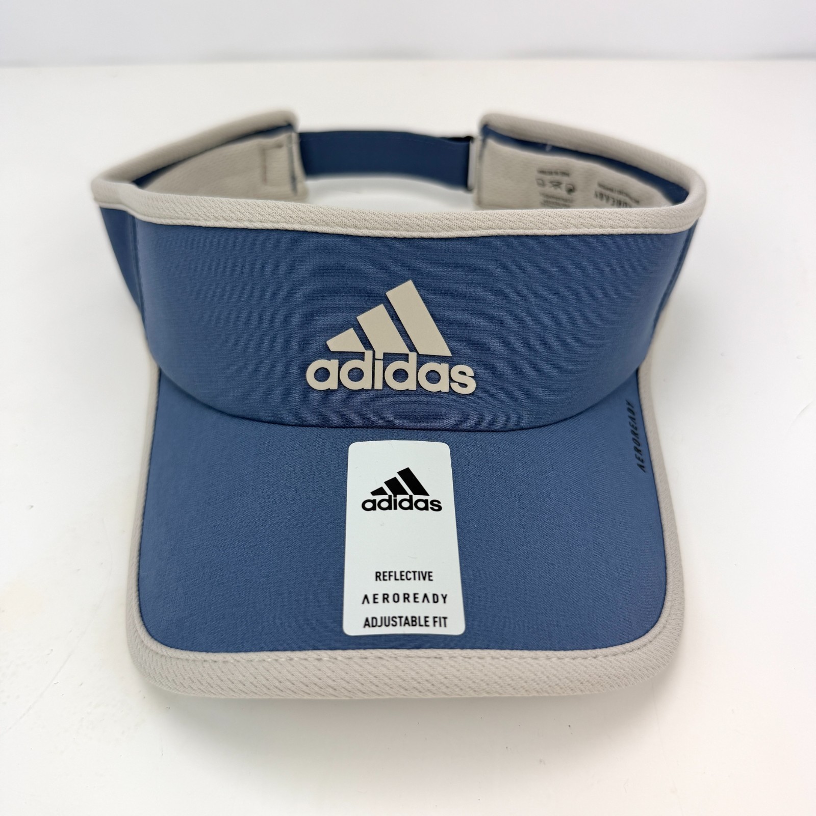 Adidas Visor Aeroready Reflective Adjustable Golf Tennis Blue Tan One Size