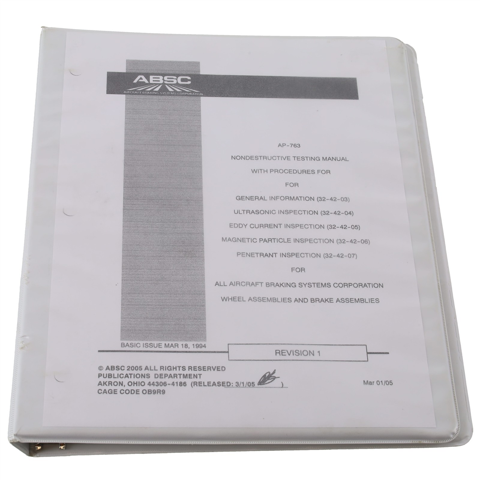 ABSC (Meggitt) Wheel and Brake NDT Manual AP-763 - All Models