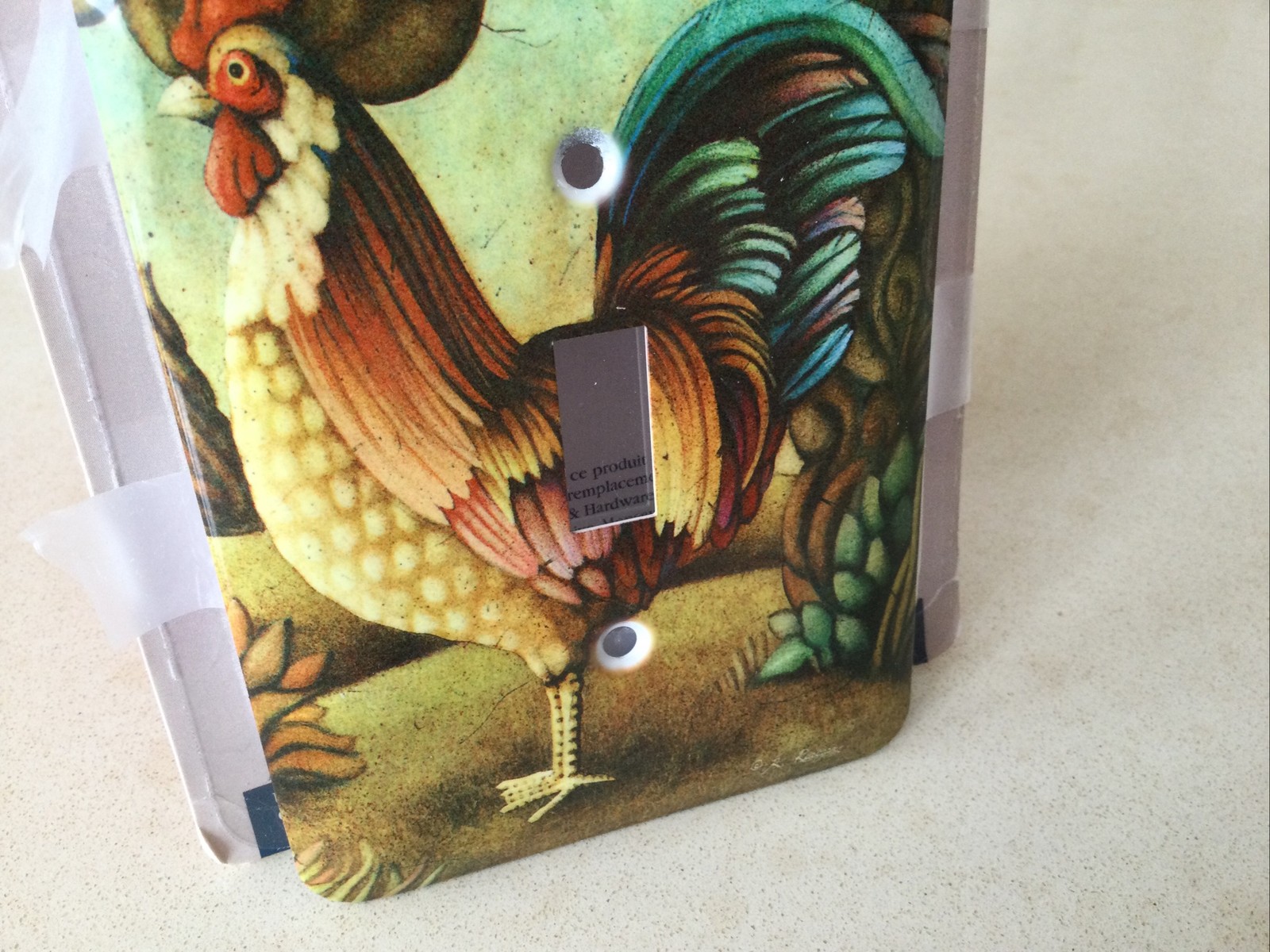 Deco Style Durable Metal Wall plate. Rooster.