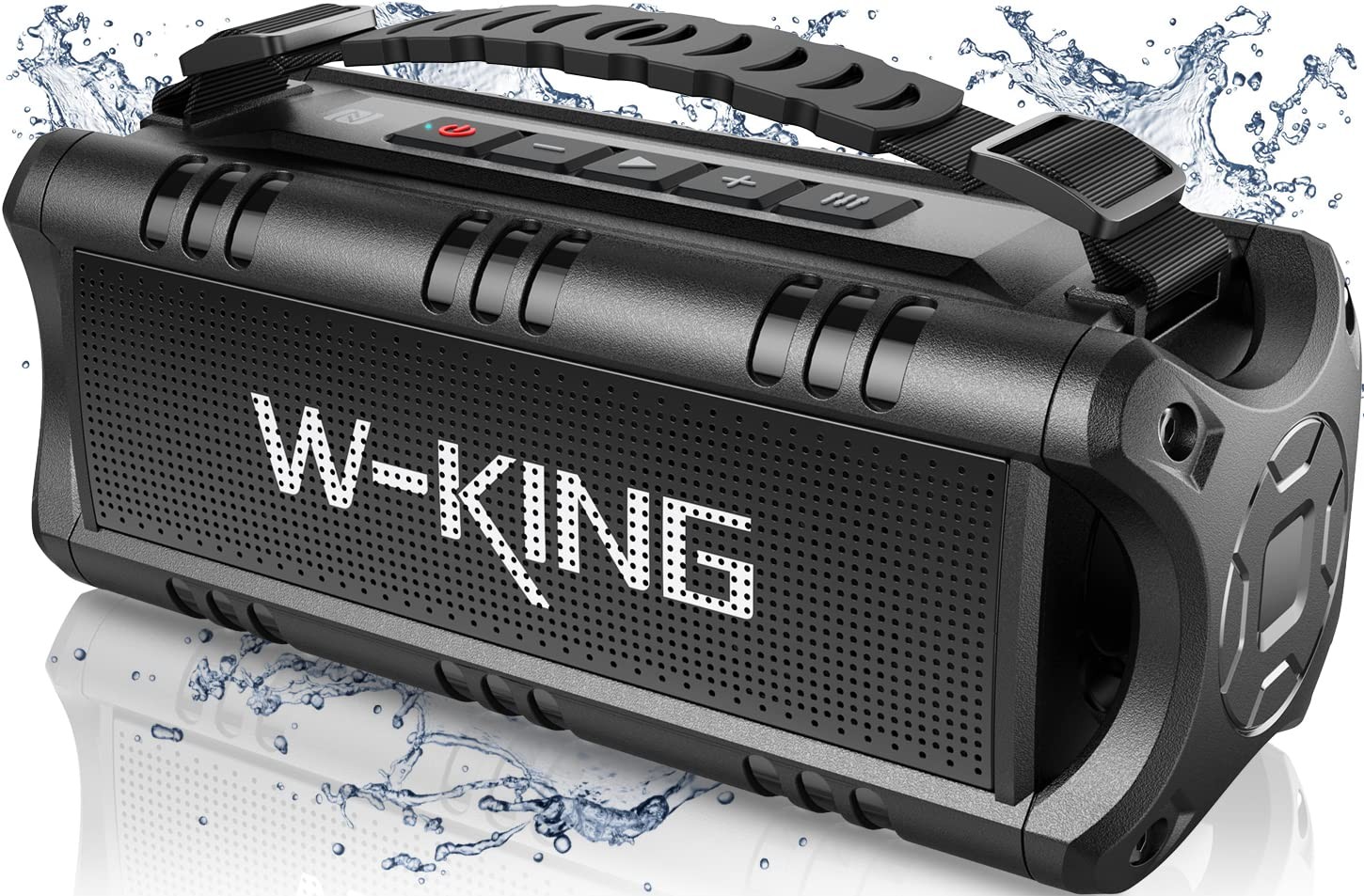 W-KING Portable Bluetooth Speakers Wireless, (60W Peak) 30W RMS IPX6 BLACK