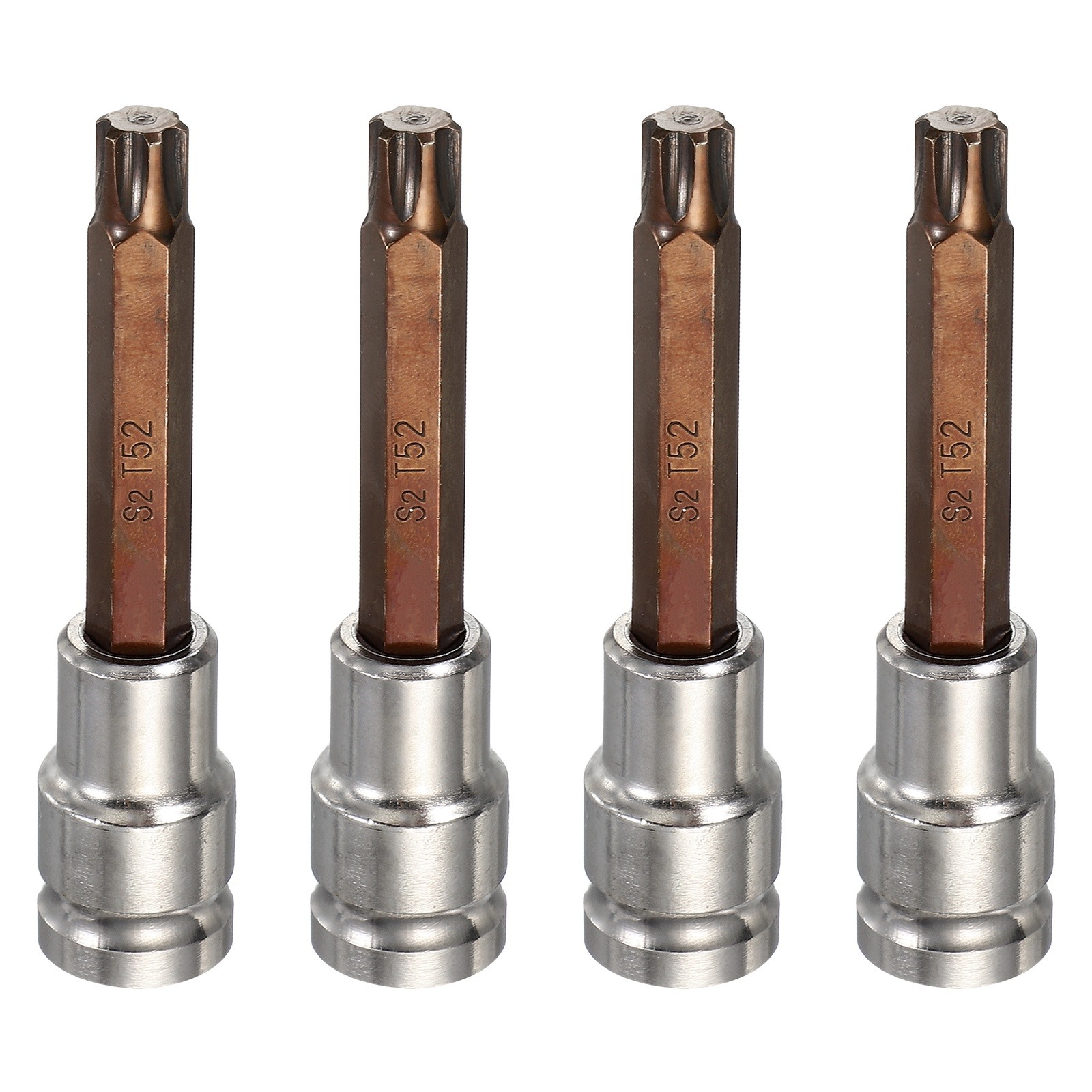 4Pcs Torx Bit Socket T52 1/2" Drive 4" Length S2 Steel Long Bit CR-V Socket