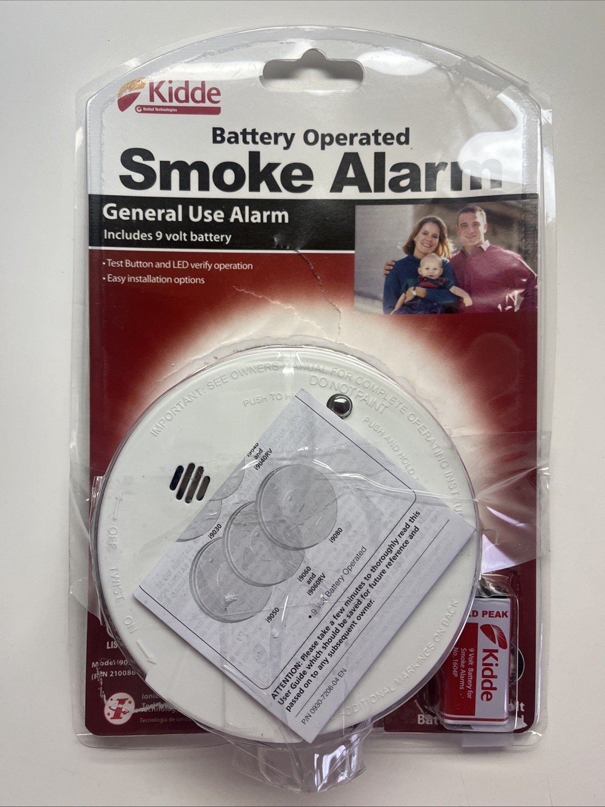 Kidde Battery Operated Smoke Alarm Model# i9030 With 9 Volt Battery Open Box