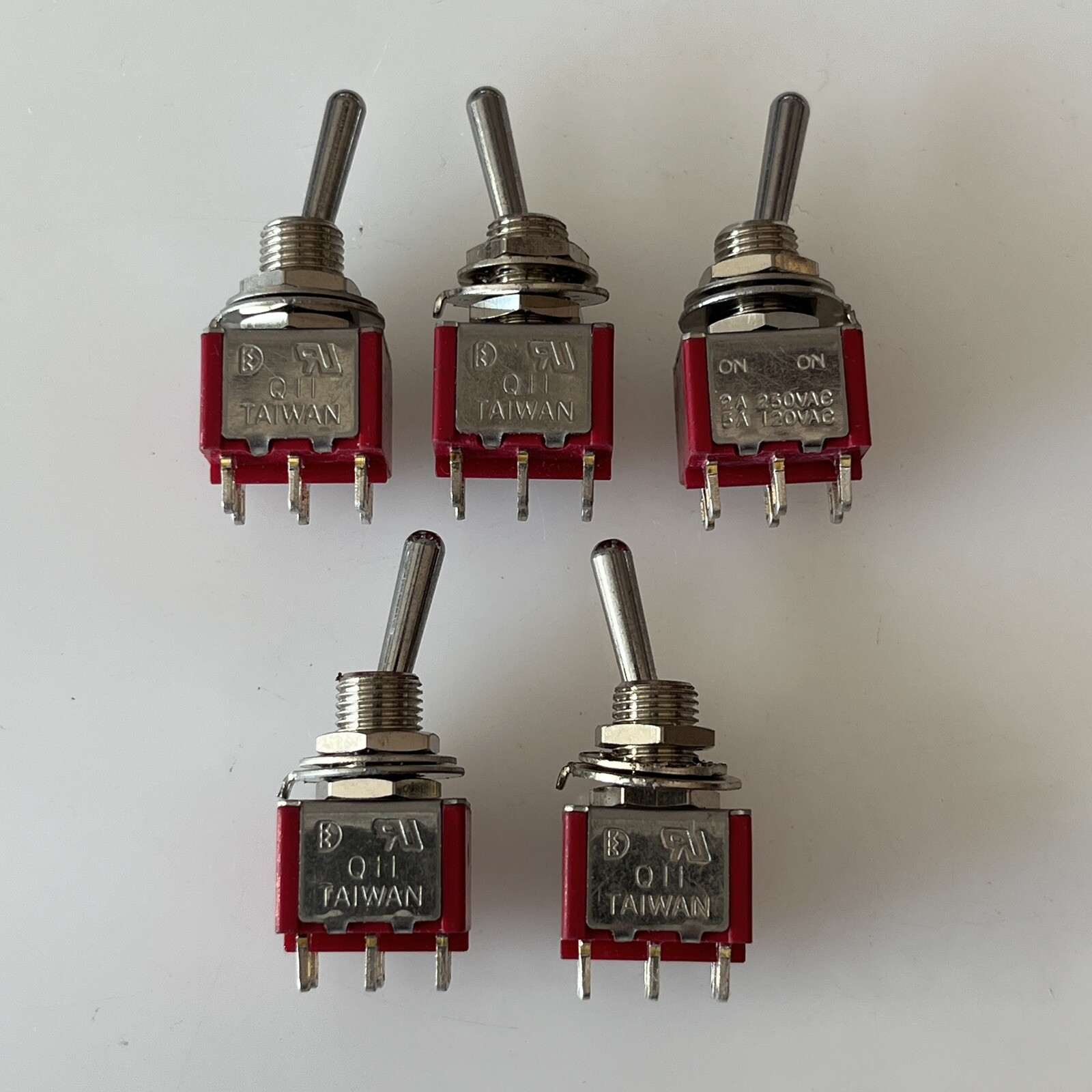 {Qty 5} Miniature Toggle Switch ON ON 2A 5A 250VAC 120VAC