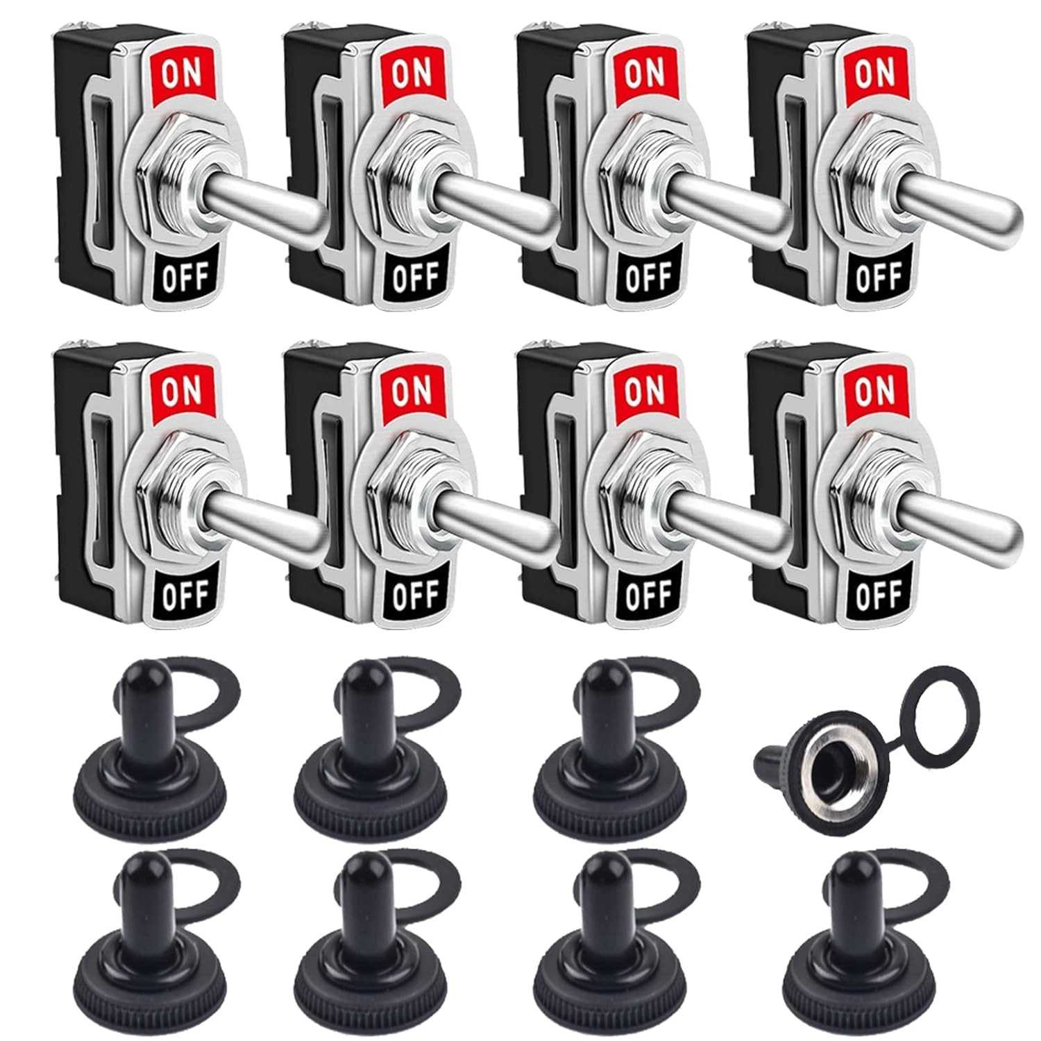 8 Pack 12V 20A Waterproof SPST Toggle Switches 2 Pin Heavy Duty Car Rocker