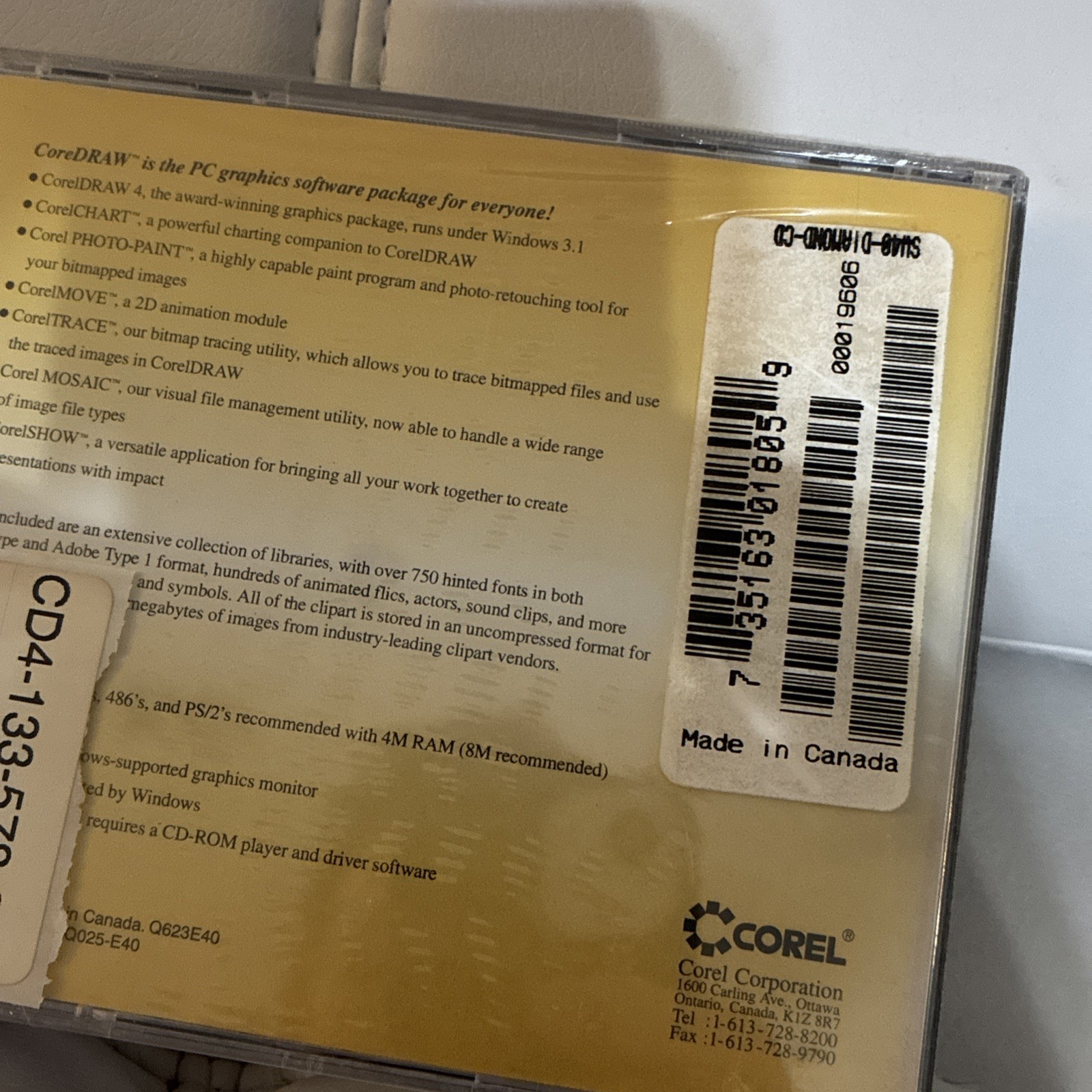 SEALED Corel DRAW! 4 OEM Graphics Software CD-ROM New Vintage Nos Draw And More