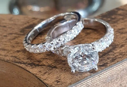 2.60 Ct Round Cut Lab-Created White Diamond Wedding Ring Set 925 Sterling Silver