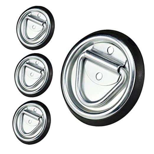 4Pcs D-Ring Tie Down Anchors, 4 Inch Heavy Duty Tie Down Hooks Floor Flush 1