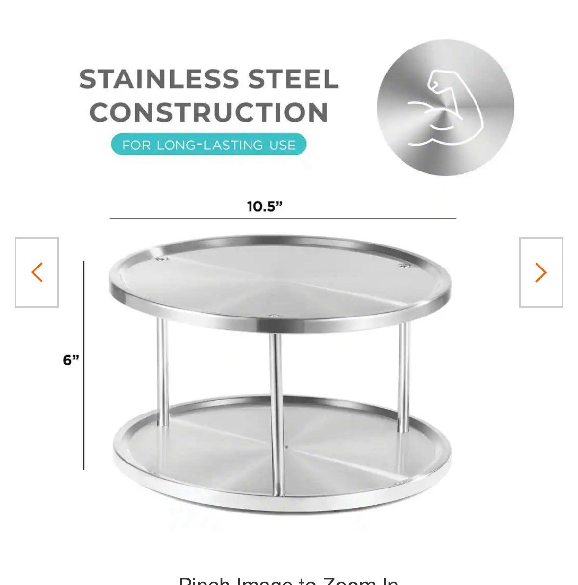 2 Tier Lazy Susan 360° Turntable Kitchen Spice Organizer Rack for Cabinet 10.5"