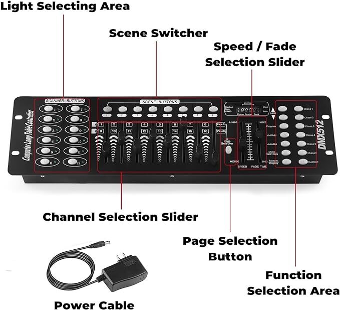 DMX 192 Channel Operator Console Controller Lighting Mixer Board For Stage Light