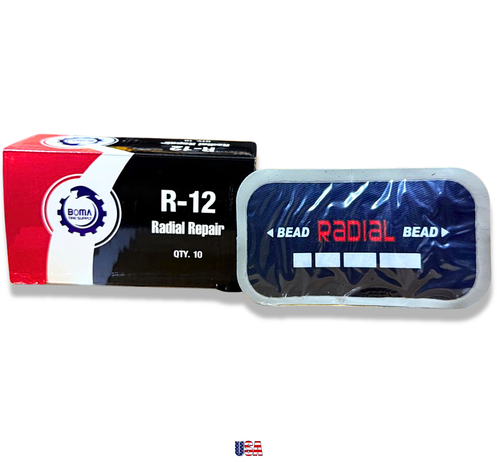 R-12 2-1/4" x 4" Rectangle Radial Tire Repair Patch 10-Pack – Heavy Duty USA