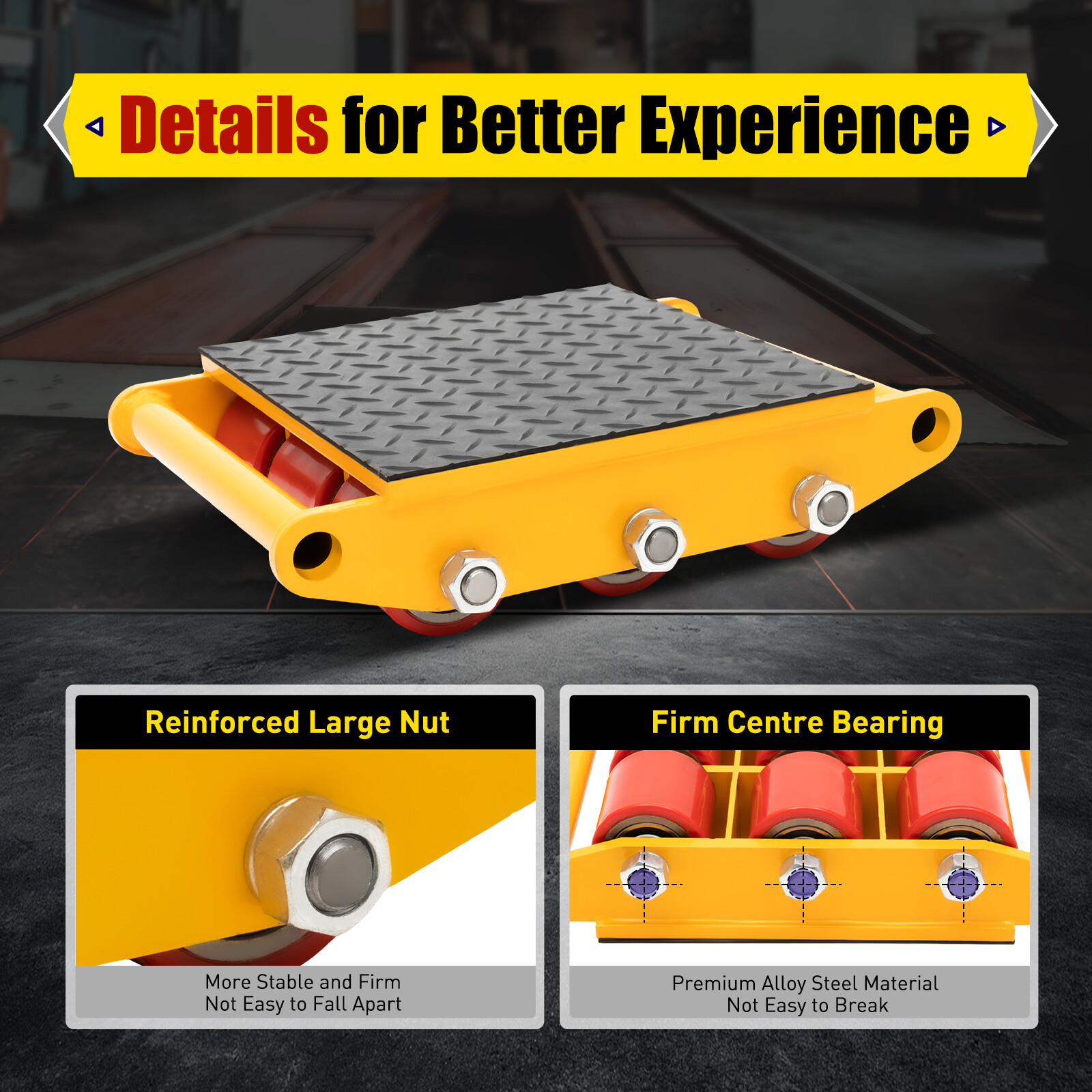 15T Heavy Duty Machinery Mover Dolly Skate Machinery Roller Mover Cargo Trolley