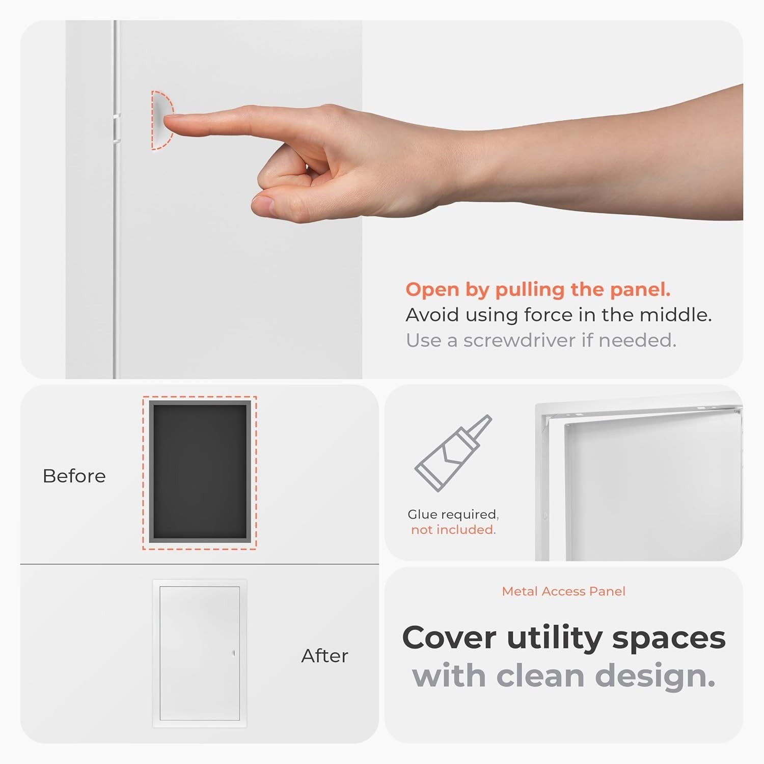 White Rectangular Drywall Access Panel 12x24' - Easy Installation & Access