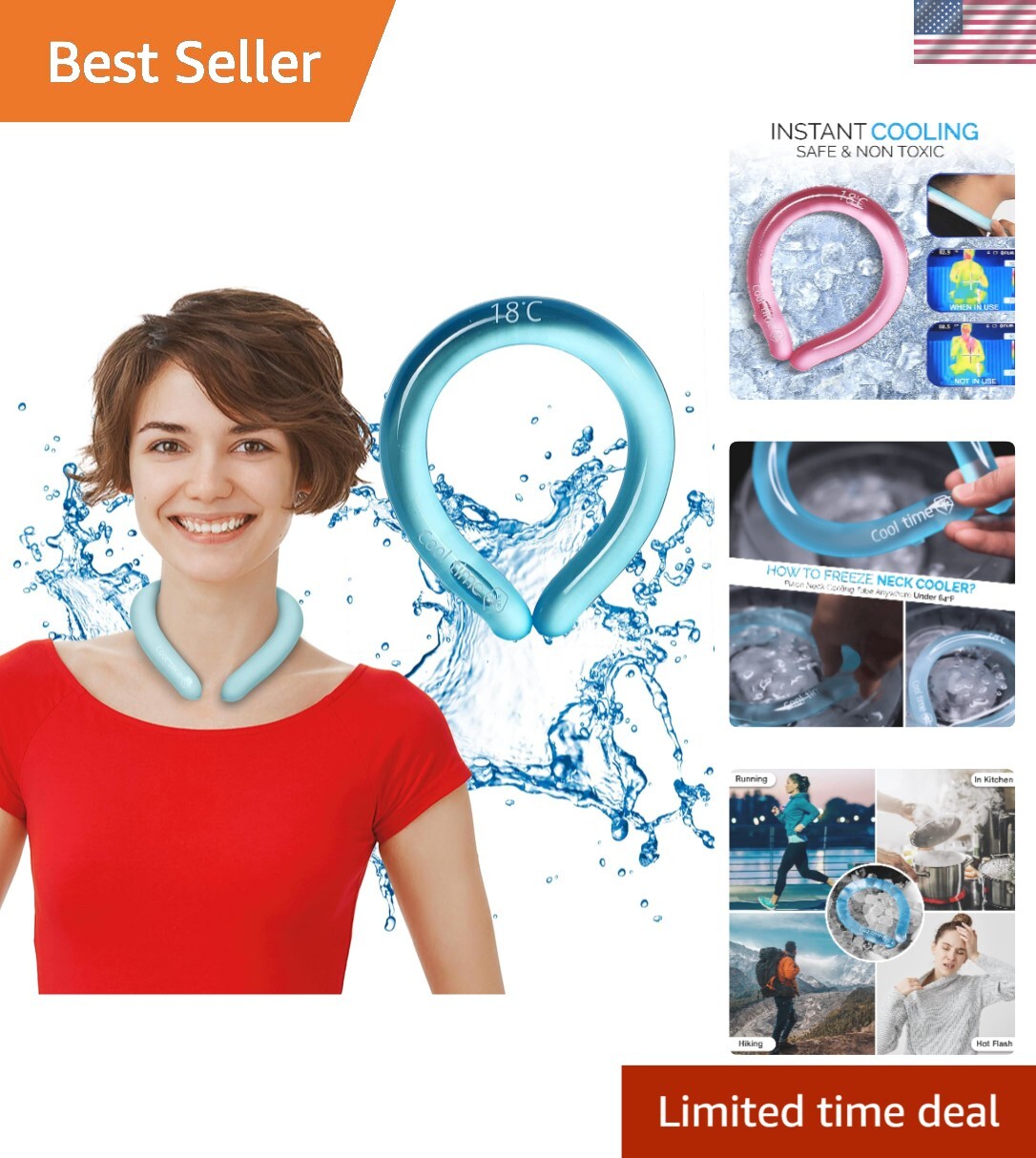 Hands-Free Reusable Neck Cooler | Ergonomic Cooling Wrap for Hot Weather Comfort