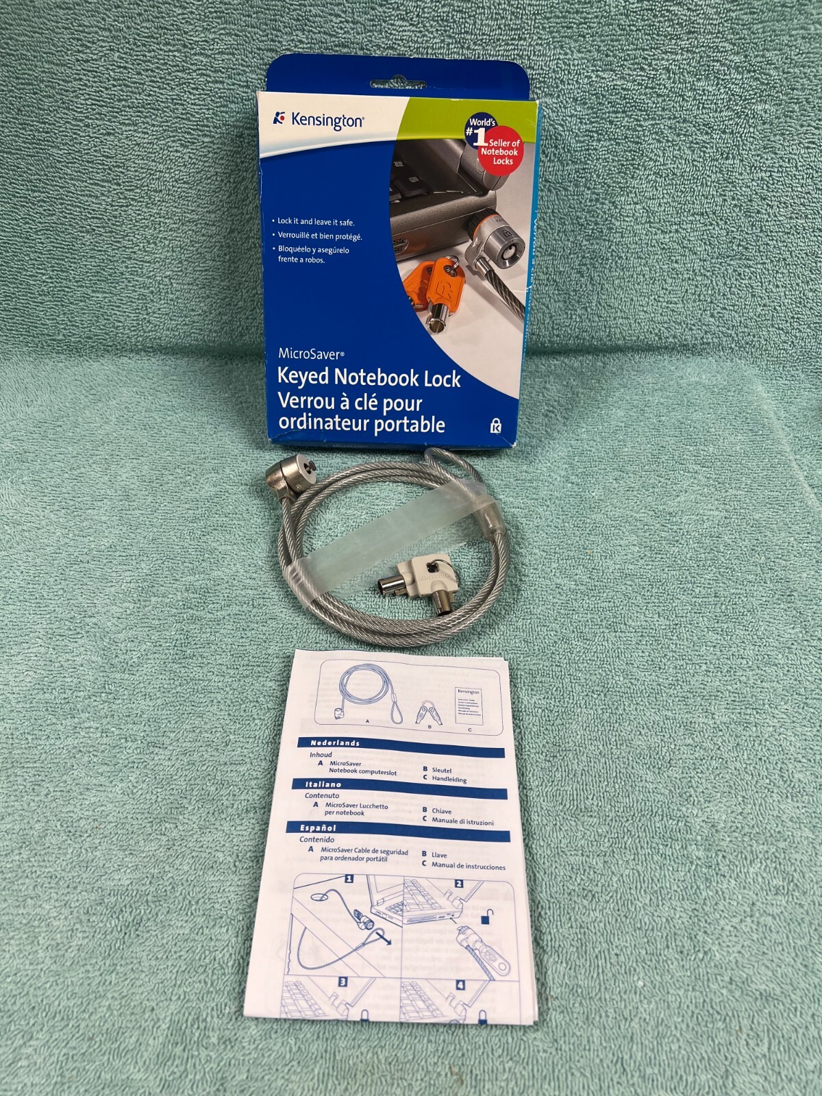 Kensington MicroSaver Keyed Notebook Laptop Computer Lock w/ 2 Keys & Inst.