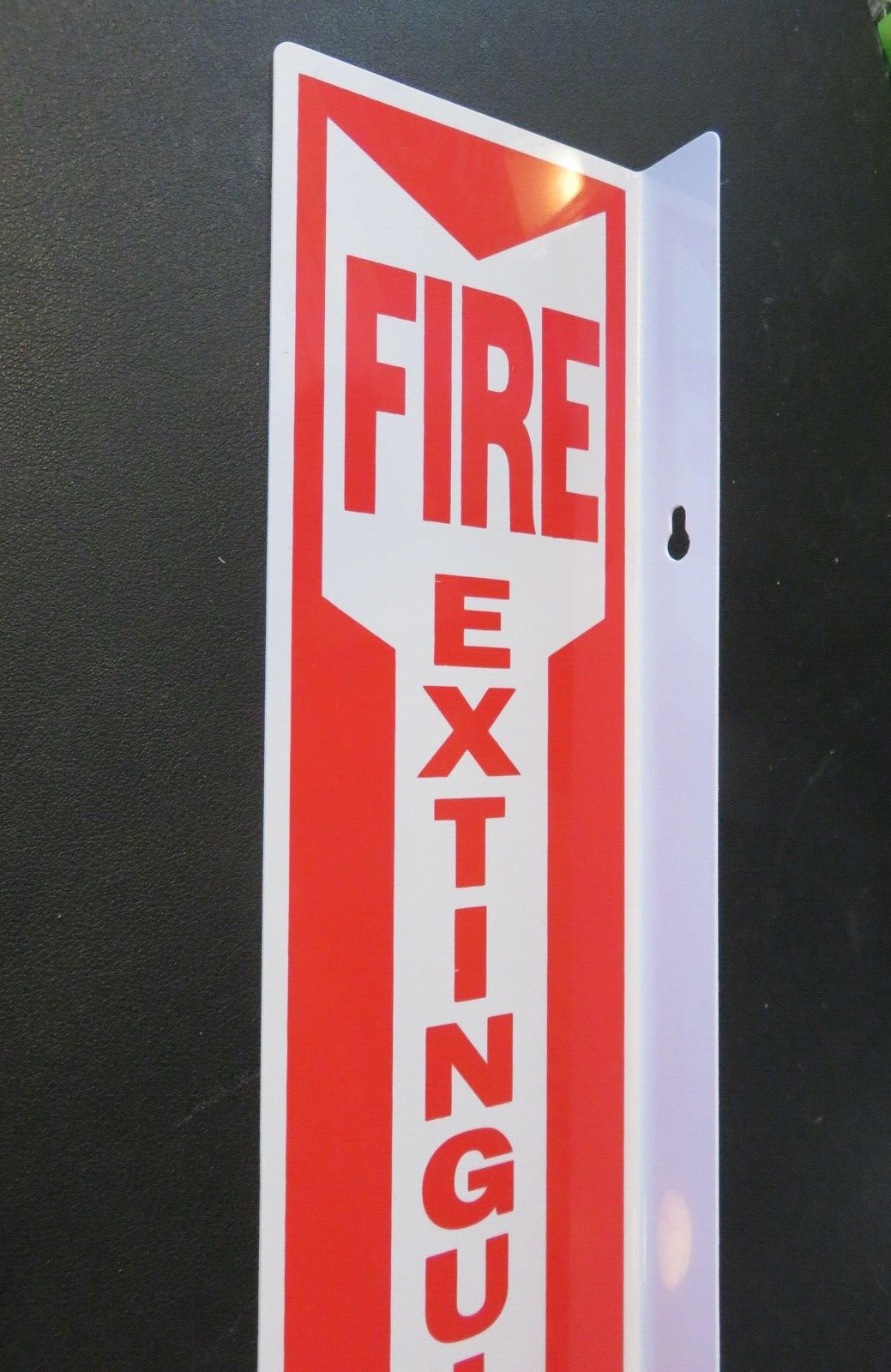 ONE-NEW 4" X 12 RIGID PLASTIC 90* ANGLE FIRE EXTINGUISHER ARROW SIGN