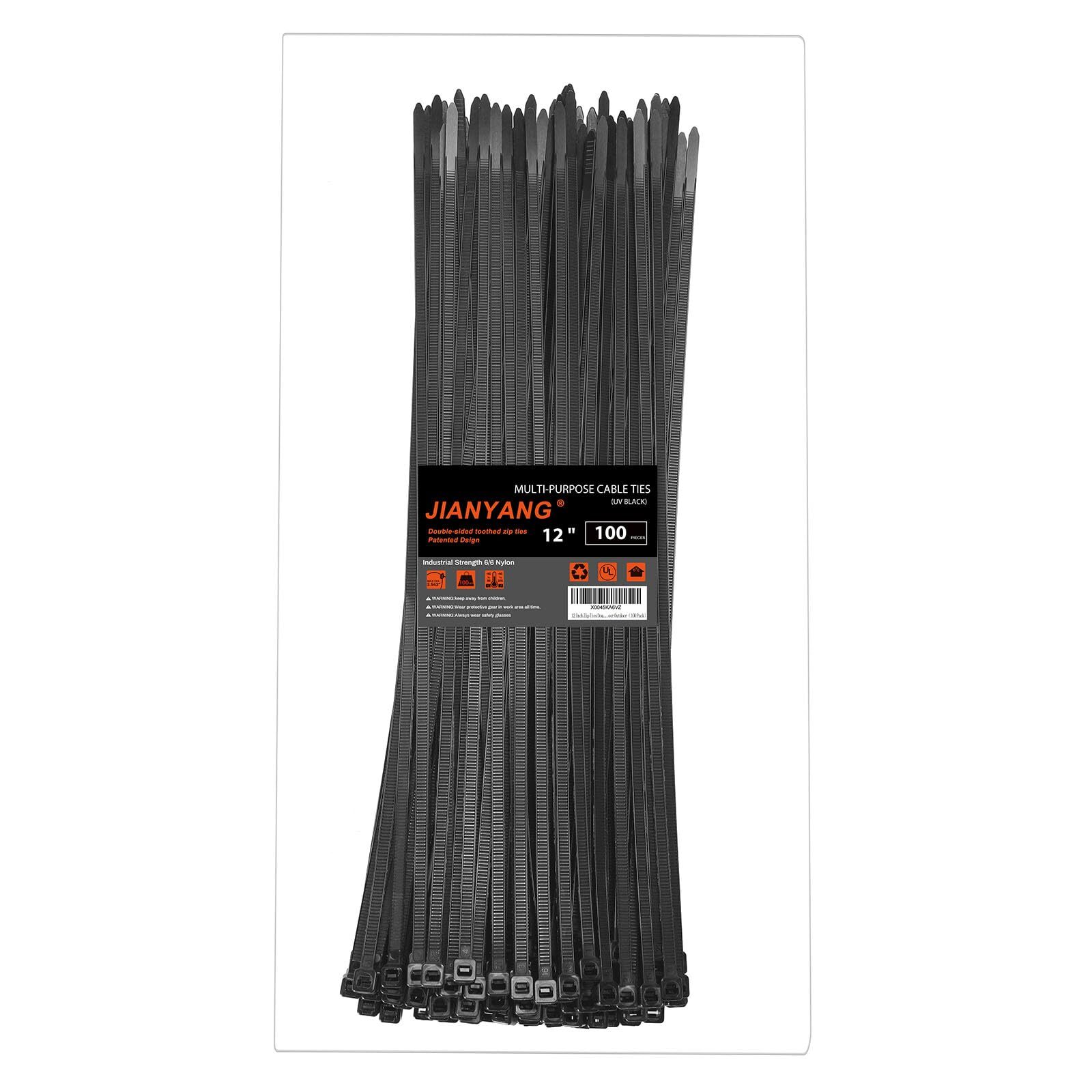 12 Inch Zip Ties Double Sided Toothed100 Lbs Tensile Strength Heavy Duty Cable W