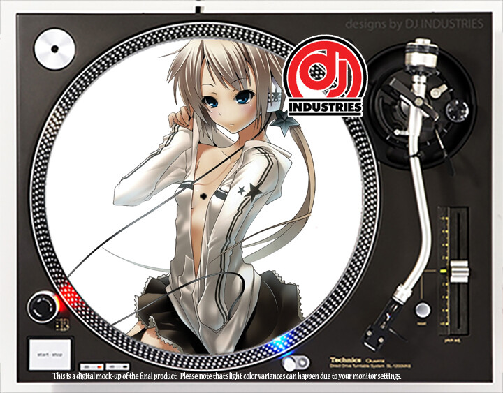 Anime Headphone Girl Aya - 7"-12" DJ slipmat for LP turntable record player