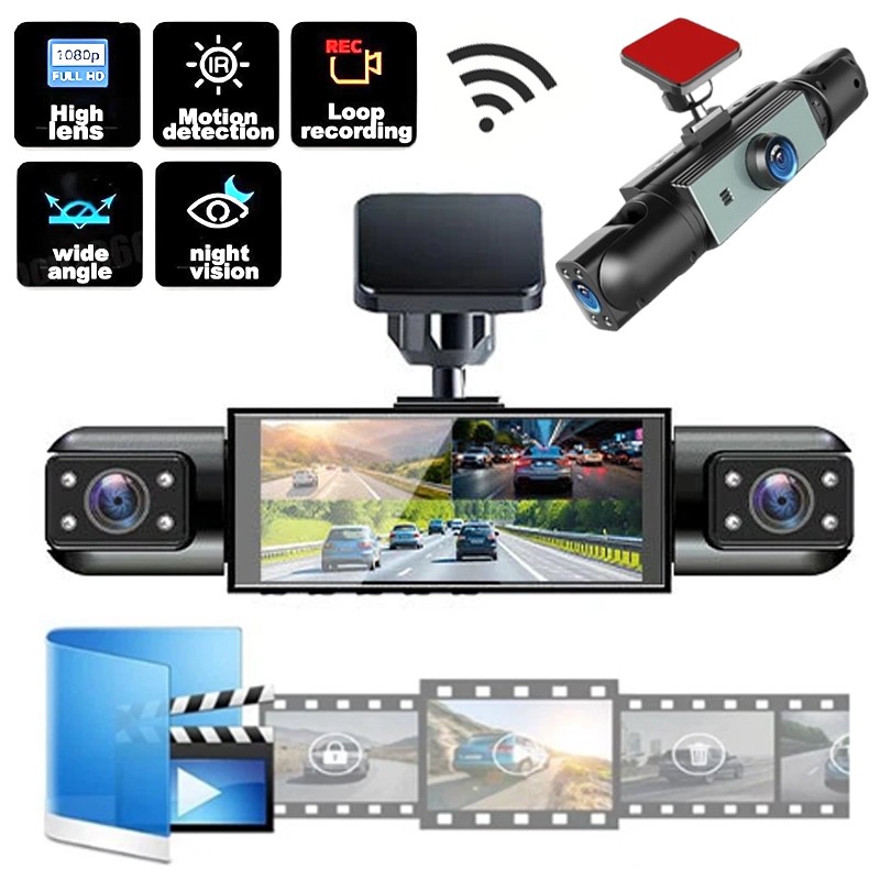 Dash Cam 4 Channels 360° Front Rear Inside DashCam 1080P Full HD Car Camera WIFI