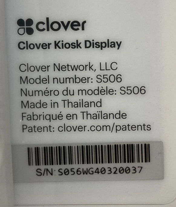 Clover S506 Kiosk Display (Unit Only) - Open Box -