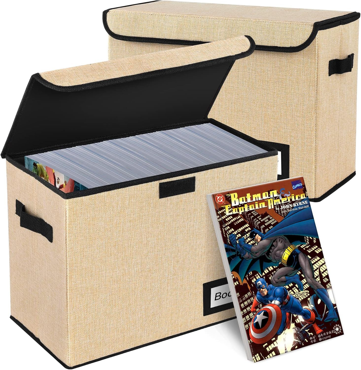 2 Pack Comic Book Storage Box, Protector Organizer, 15.8" X 7.8" X 11.8", Collap