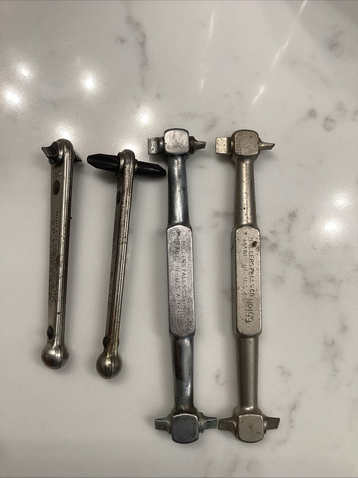 STANLEY YANKEE -OFFSET SLOTTED & PHILLIPS SCREWDRIVERS MILLERS FALLS NO 199 LOT