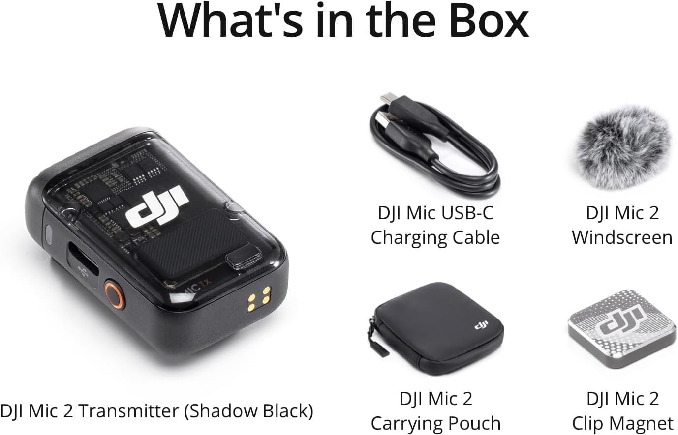 DJI Mic Transmitter (Shadow Black) Wireless Microphone with Intelligent Noise