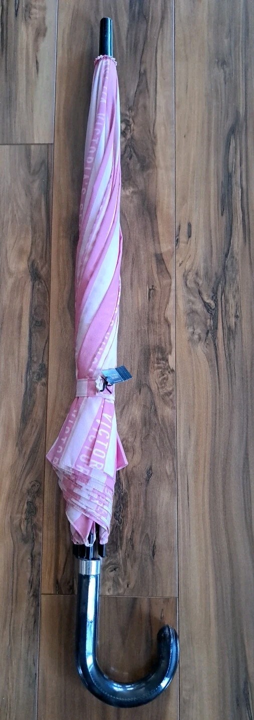NOS Victoria's Secret Pink & White Umbrella New With Tags Handle Still Sealed