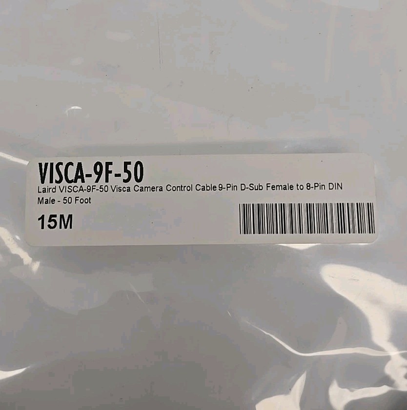 (2x) Visca Visca-9F-50 Camera Control Cables, 9 Pin D-Sub Fem. To 8 Pin DIN Male