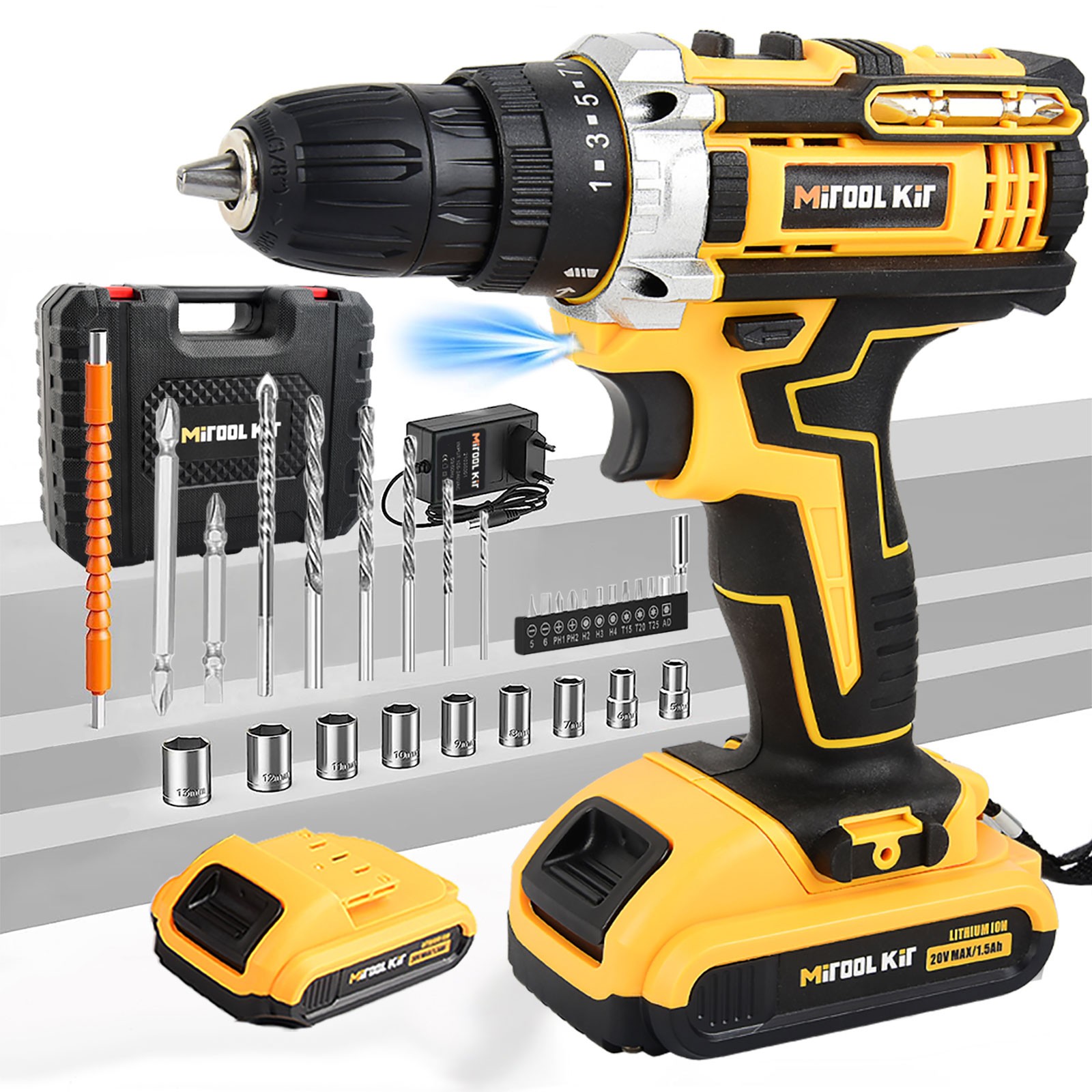 NEW 20V Power Cordless Drill Driver Electric Rechargeable Tool With Charger