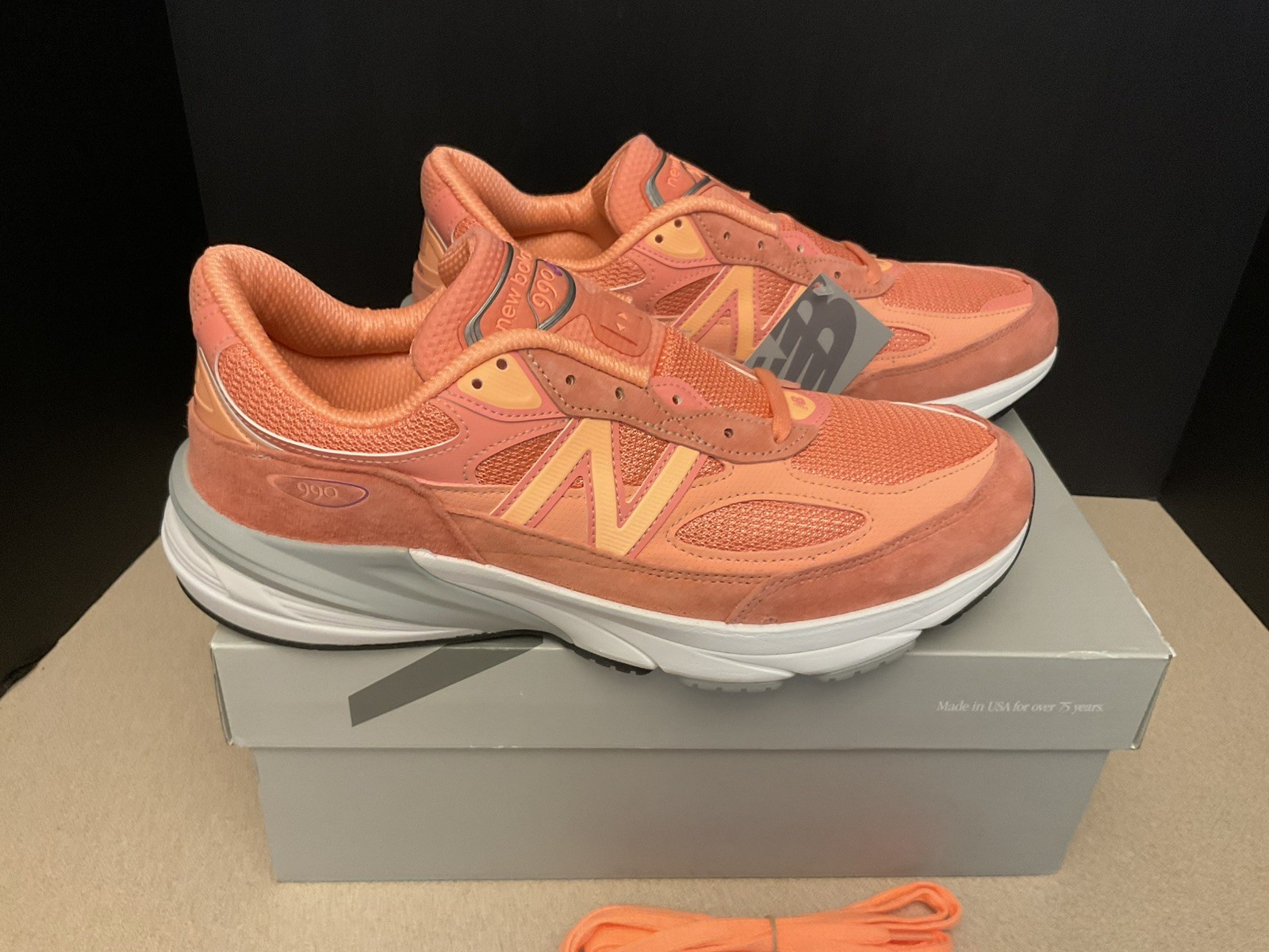 New! Mens New Balance 990v6 Made In USA Salmon Sunrise Athletic Shoes. Size 10.5