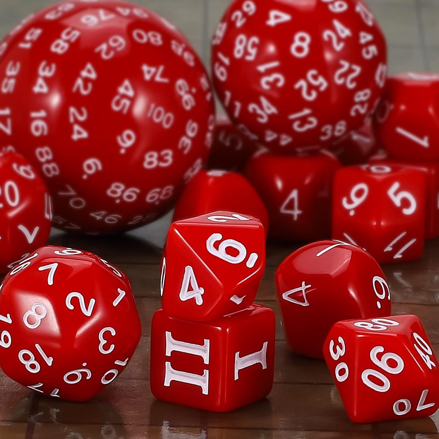 DND Polyhedral Dice Set Red White (15pcs) D4-D100 Game Dice with Dice Bag
