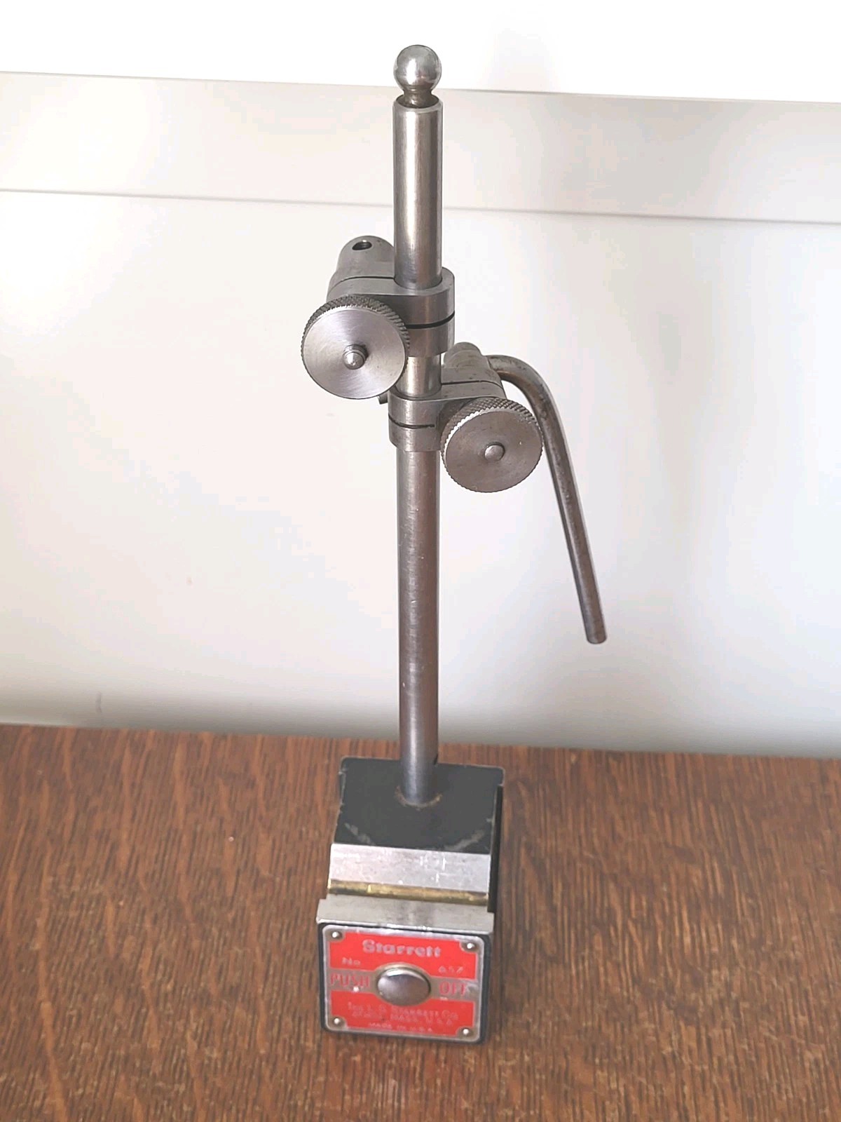 L. S. Starrett No. 657 Magnetic Base Holder w/Post, Rod & (2) Sleeve/Snugs USA