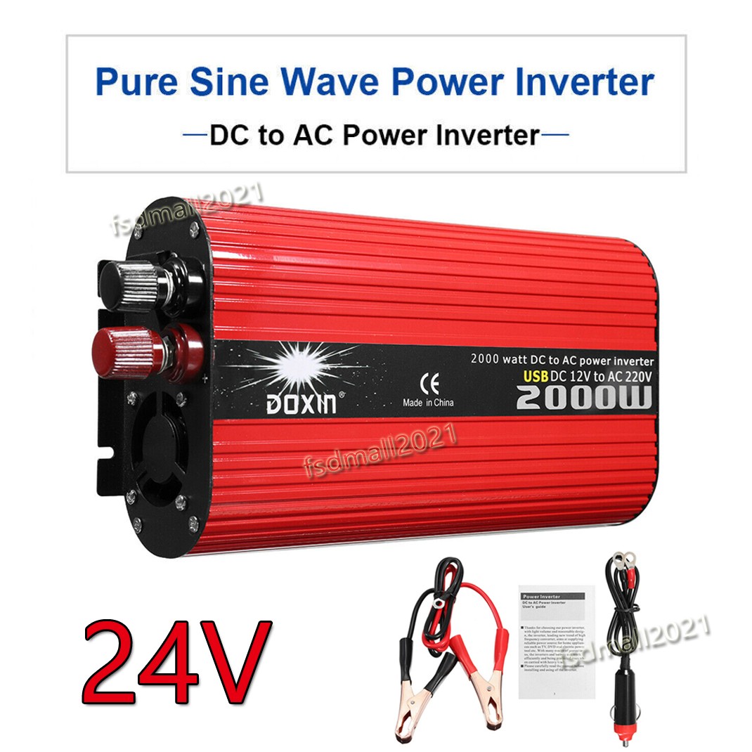 2000W Peak 24V to 110V Power Inverter Caravan Car Truck Converter Camping Boat