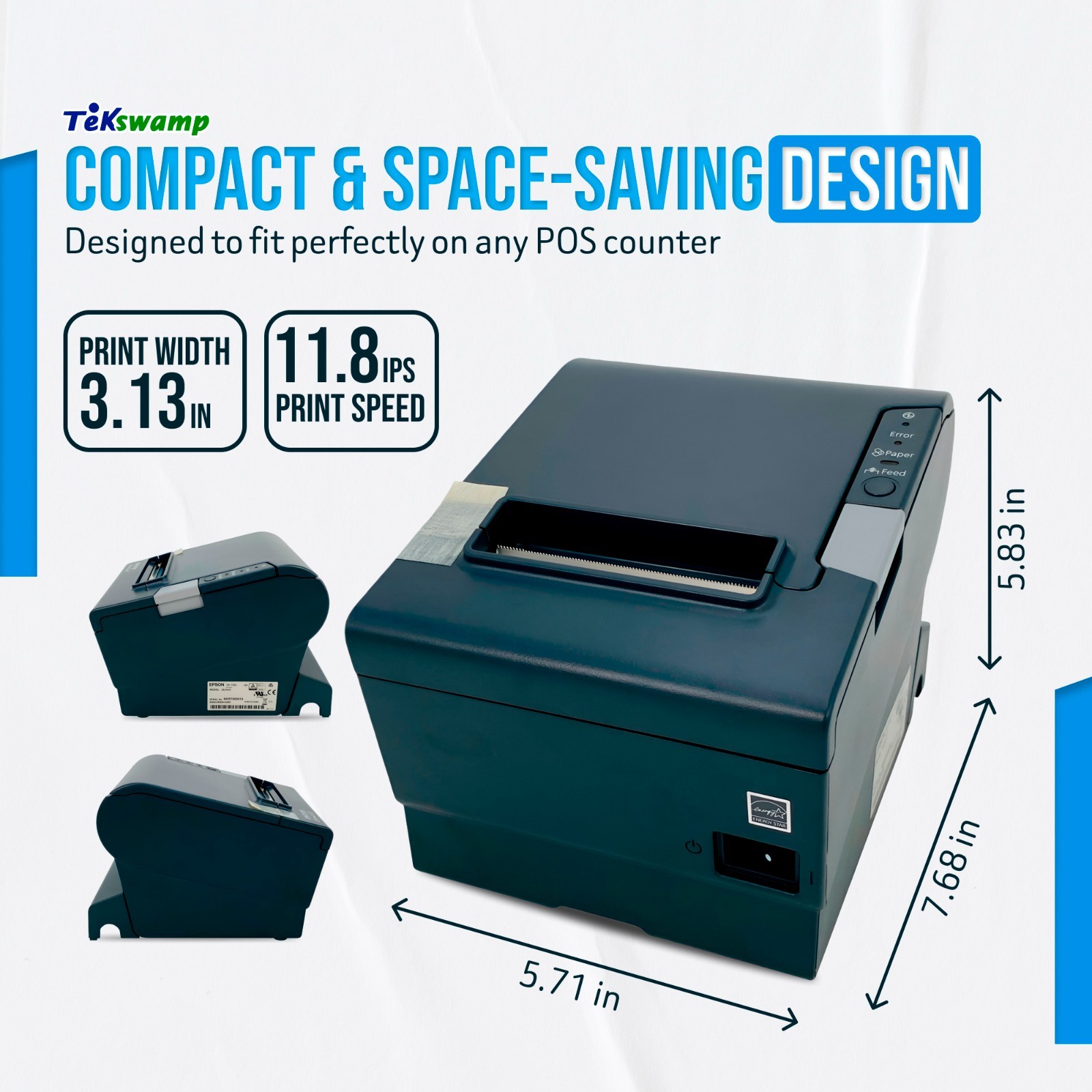 Epson TM-T88V POS Compact Thermal Receipt Printer USB Serial for Square