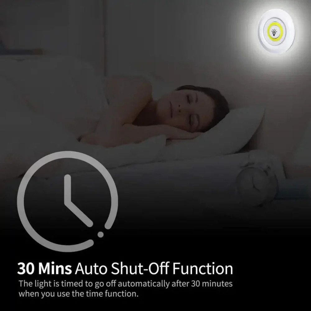 3pcs Smart Wireless LED COB Night Light, Wireless Remote Control for (White)
