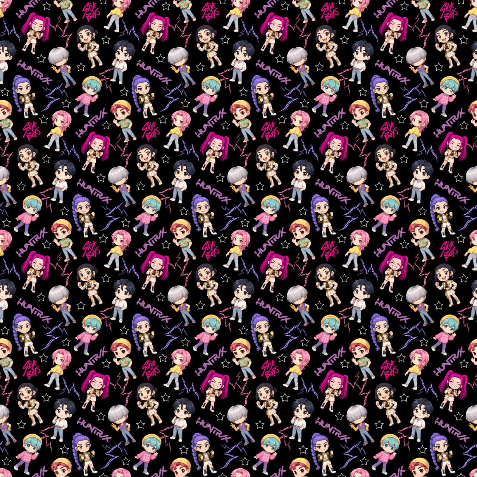K-Pop Huntrix Demon Hunters Cotton Fabric by the 1/2 Yard, 57-58" Width