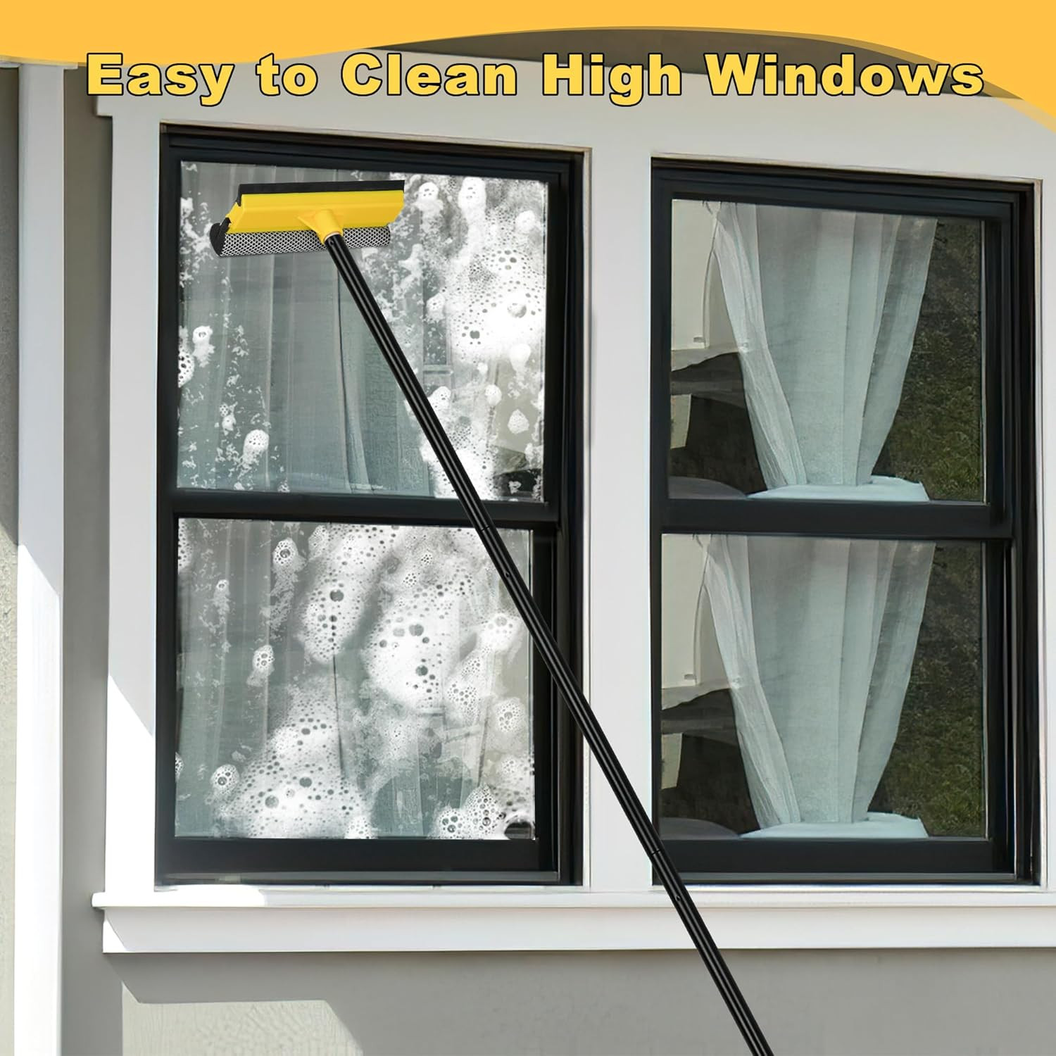 Window Squeegee with Extension Pole, 54.5 inches Car Windshield Washer Kit with