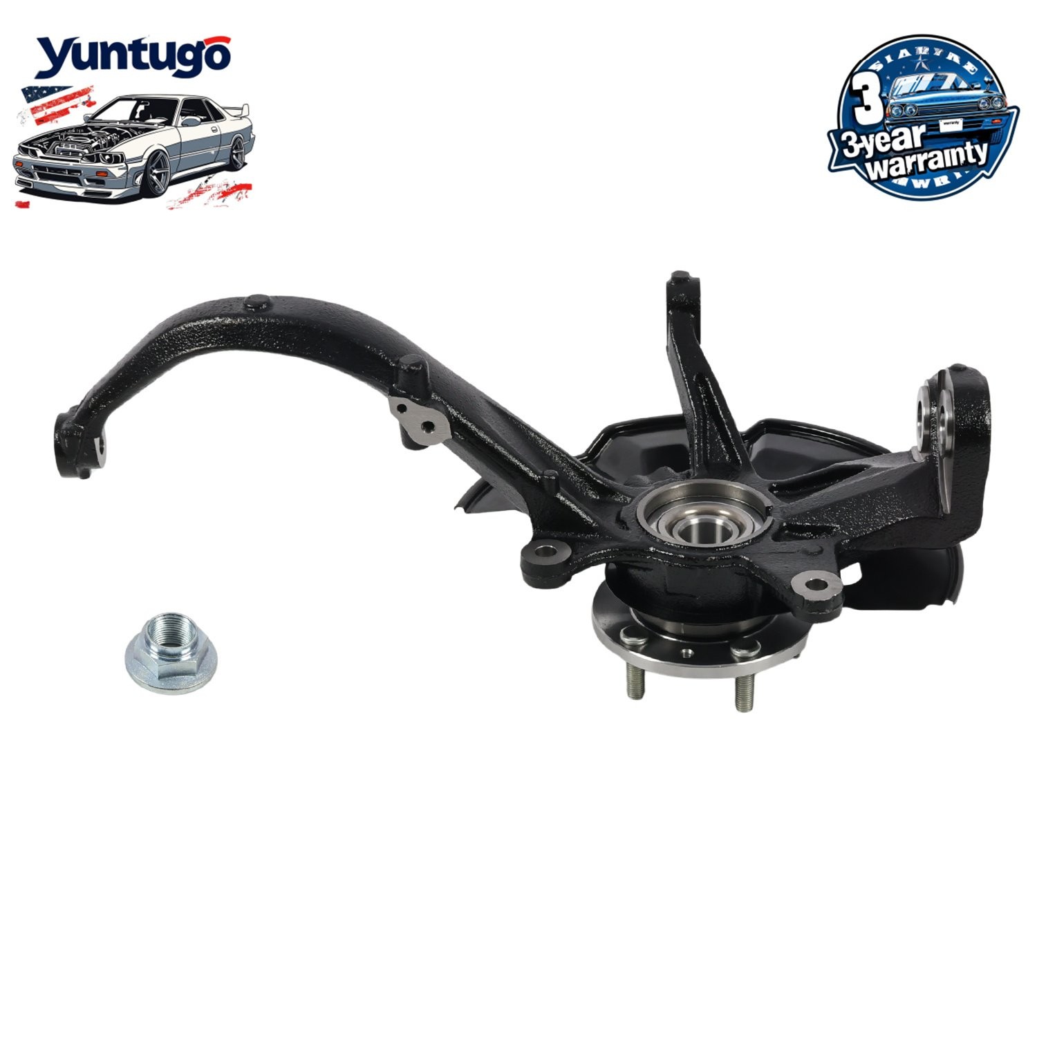 Front RH Steering Knuckle & Wheel Hub Bearing Assembly For Ford Fusion 2006-2012