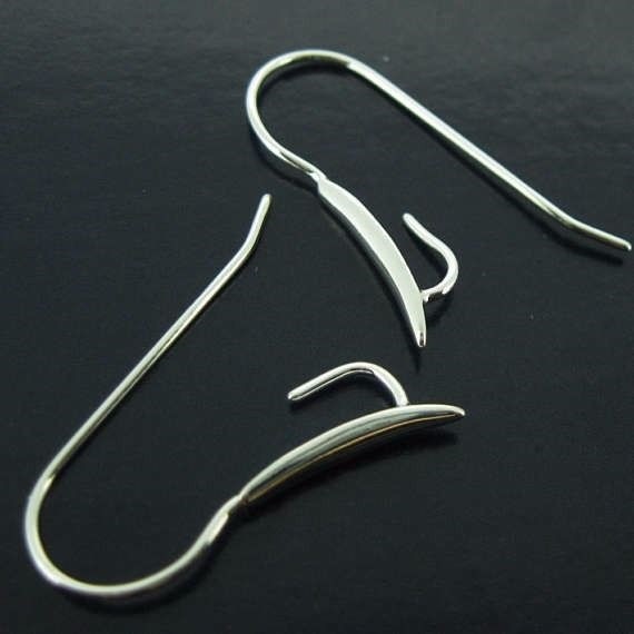 Sterling Silver Fancy Long Earring Hooks, Earwire for Crystals-27mm(1 pair)