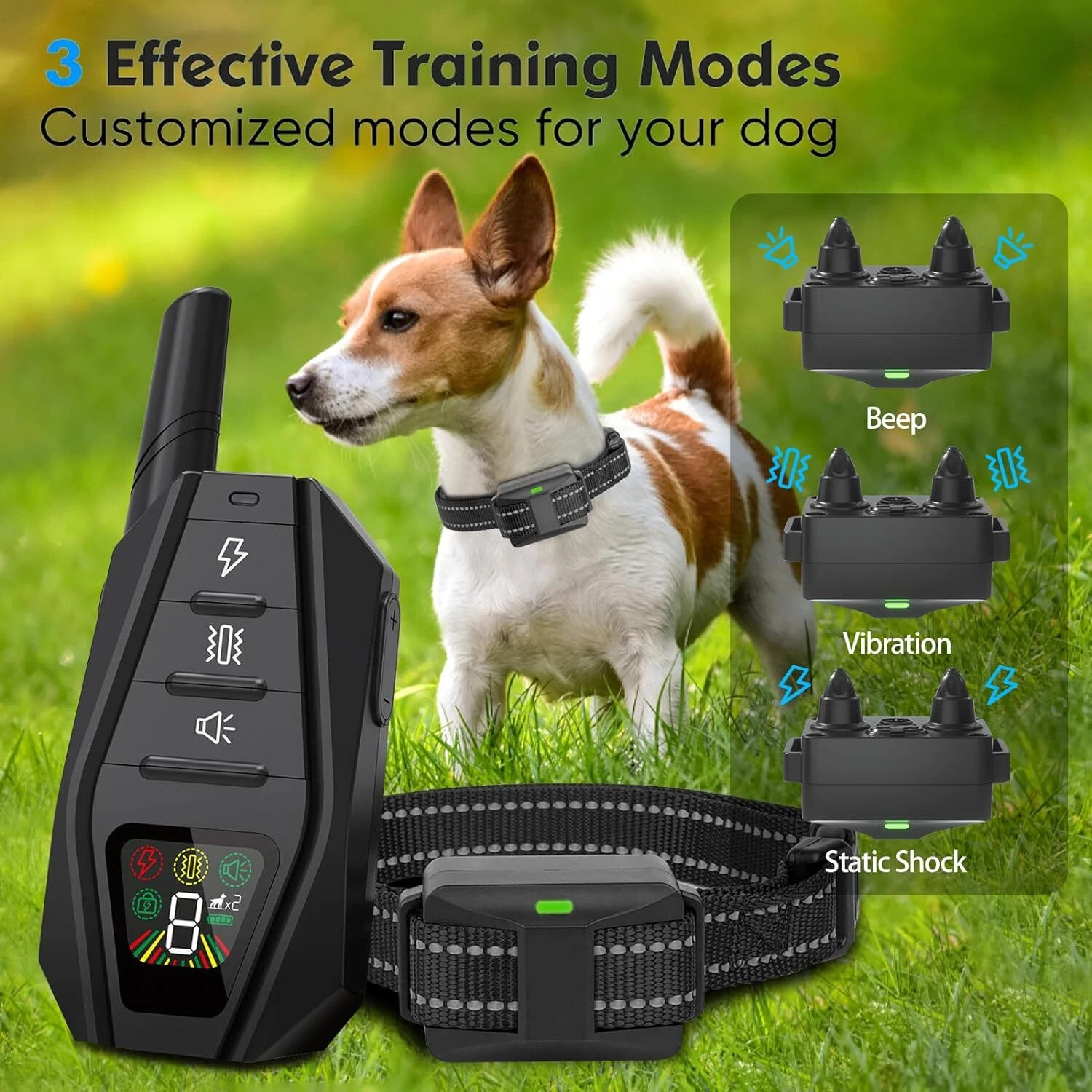 3300 FT Remote Pet Shock Training Bark Collar Rechargeable LCD Dog Trainer.