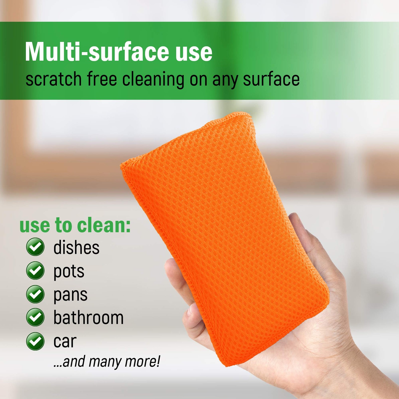 Commercial Miracle Microfiber Kitchen Sponge by Scrub-It - Large - Non-Scratc...