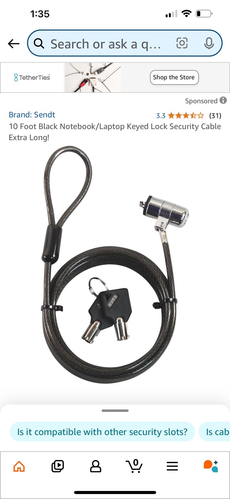 Sendt Notebook Security Cable