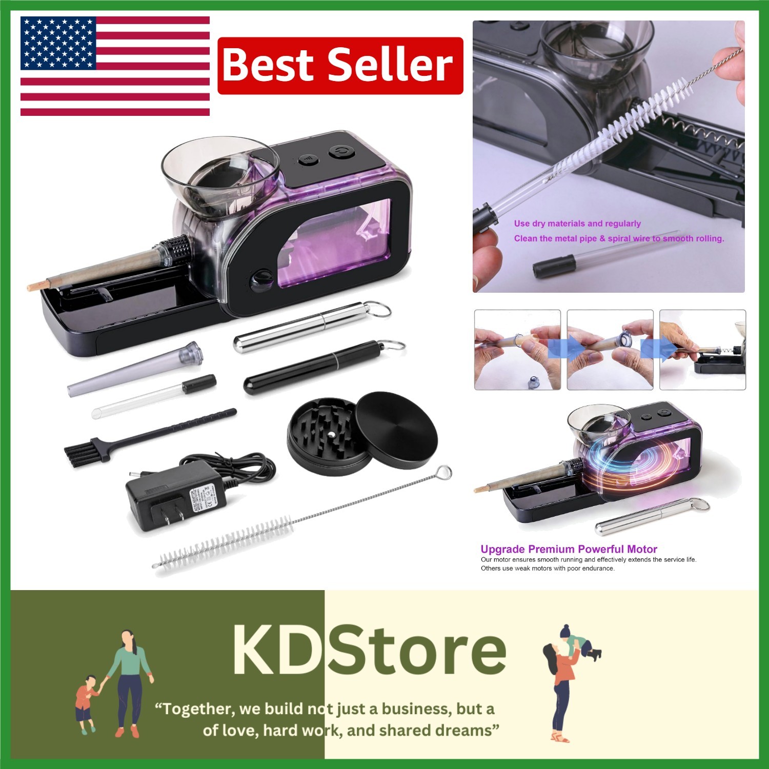 Compact Electric Tobacco Injector with LED & One-Touch Operation for 8mm Tubes