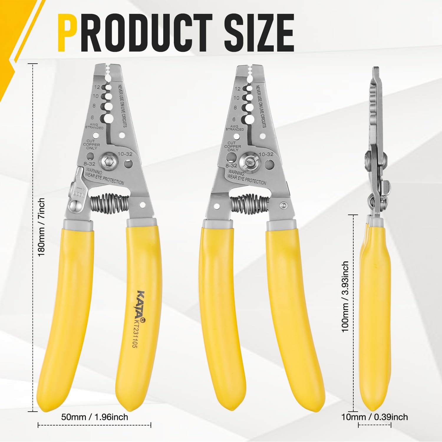 KATA 7 Inch Wire Stripper Cutter, Electrical Stripping Tool Yellow