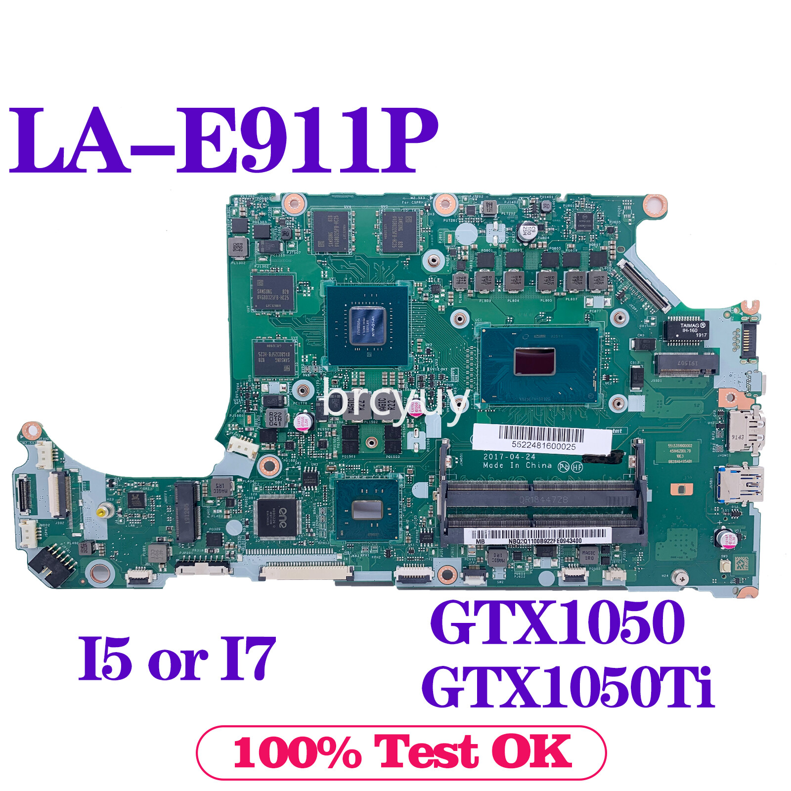 LA-E911P For ACER Aspire A715-71G A515-51 Motherboard i5 i7 GTX1050/GTX1050Ti
