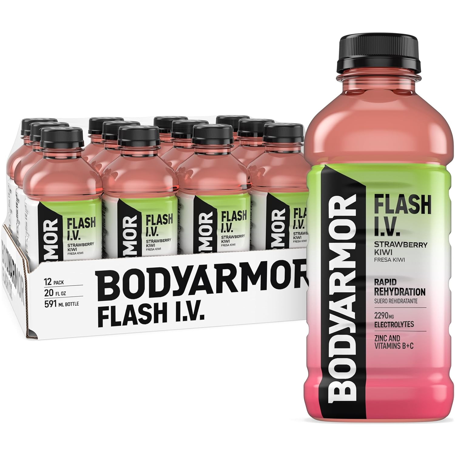Flash I.V. Electrolyte Beverage, Strawberry Kiwi, Hydration Drink with Coconut W