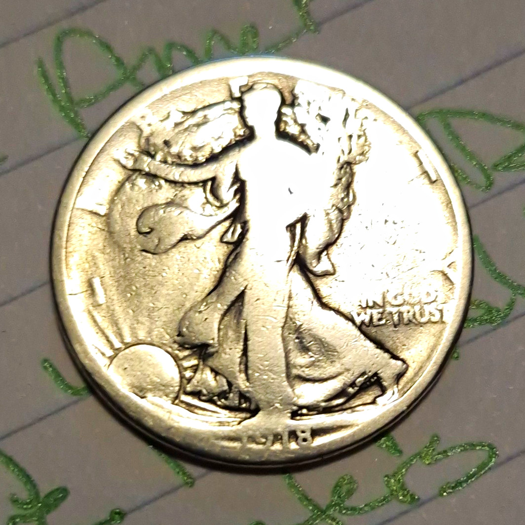 1918 Liberty Walking Half Dollar 50C 90% Silver Philadelphia Business KM#142