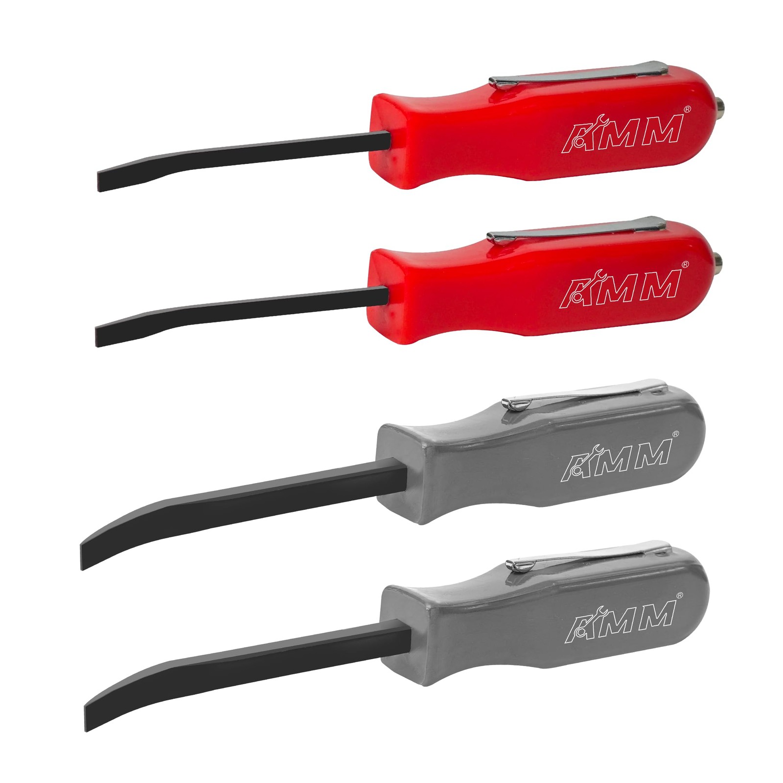 AMM 4 PCS Pocket Pry Bar Set, Mini with Magnet Top 4PC, Red and Grey