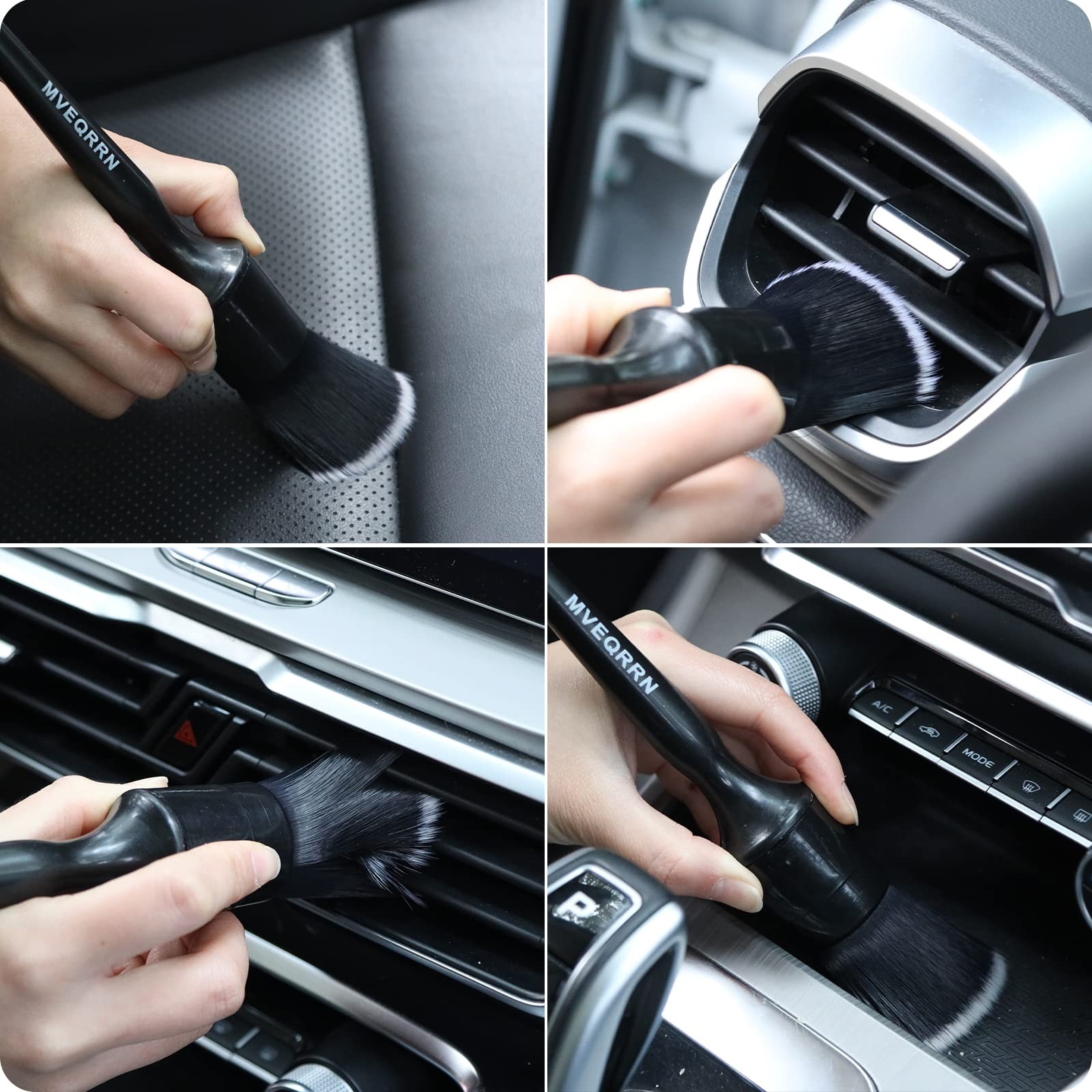6pcs Car Detailing Brush Set - Boars Hair Soft Brushes for Interior/Exterior
