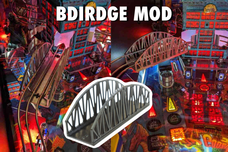 Scale Detail Bridge Mod for Stern Godzilla Pro Pinball Machine (3D)